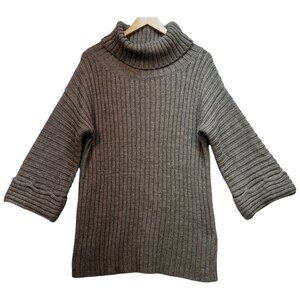Soft Surroundings Womens Wool Turtleneck Pullover Sweater Ribbed Knit Sz L Brown